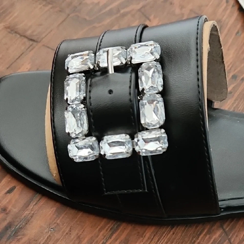 Nine West Black Sandals with Sparkling Buckle - Picture 2 of 4